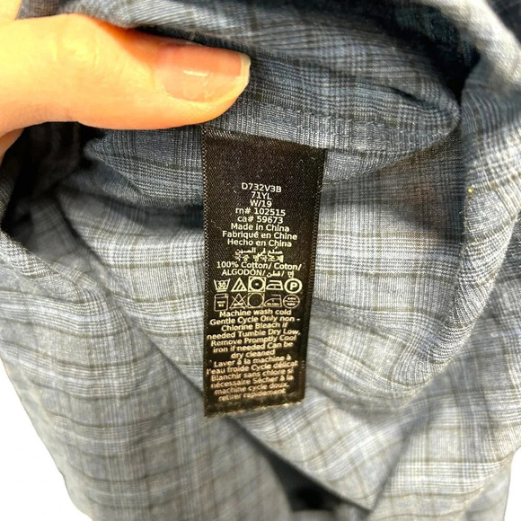 John Varvatos‎ Star USA Davidson Blue Plaid Long Sleeve Button Down Size Large - Picture 7 of 8